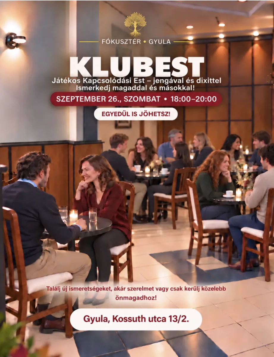 Klubest – Játékos Kapcsolódási Est a FókuszTérben, Gyula (2026. szeptember 26.)
